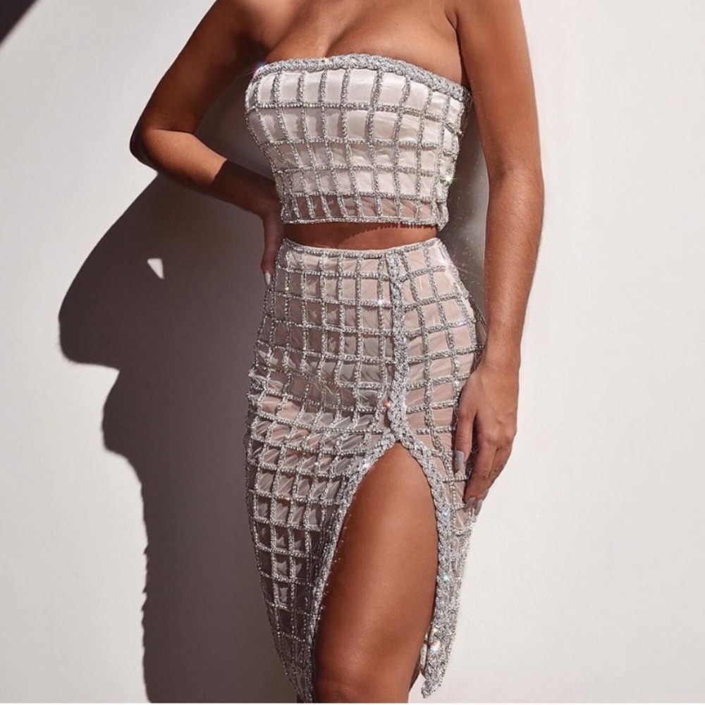 RARE meshki diamond rope skirt